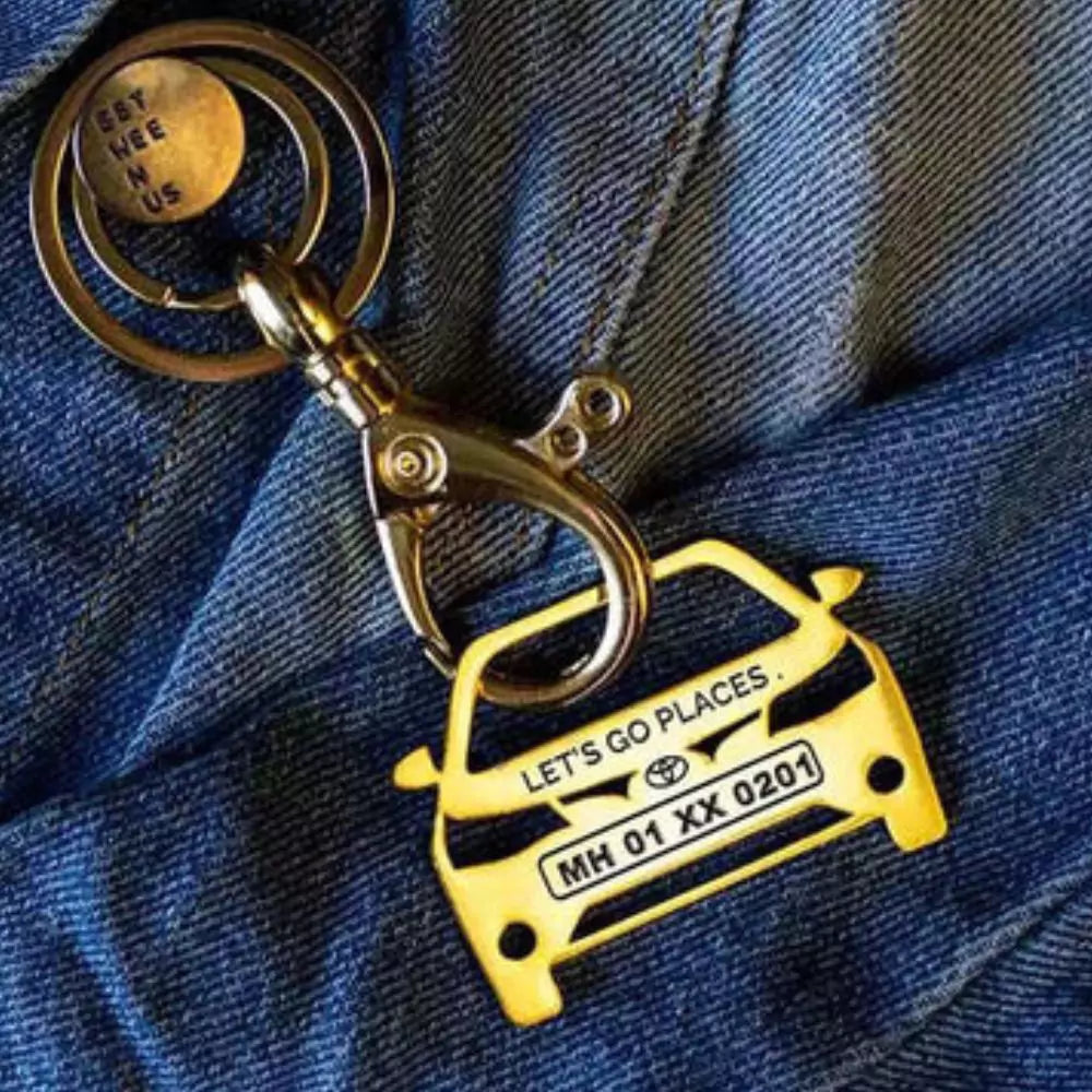 Personalized Toyota Corolla Altis keychain silver finish