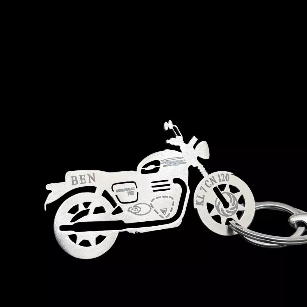 classic motorcycle charm Bonneville T120 custom metal keyring
