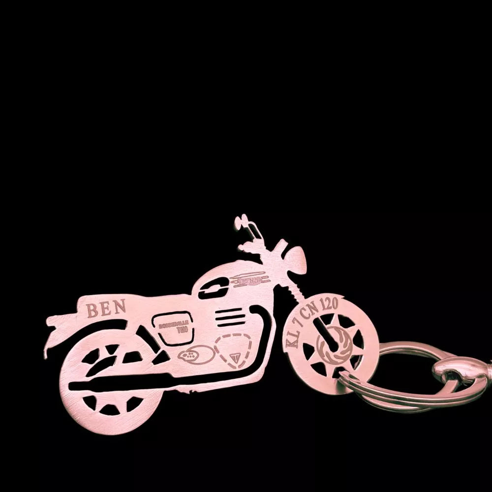custom engraved Triumph T120 key holder minimalist design