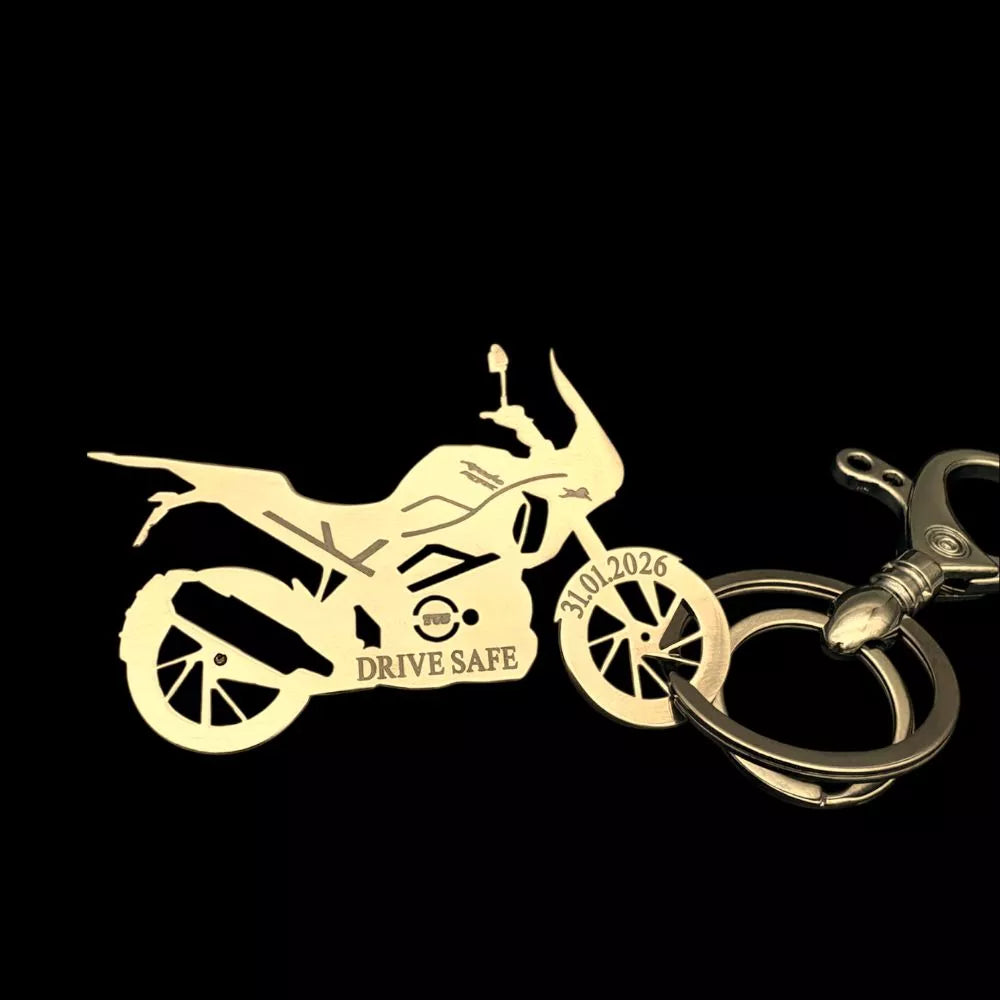 personalised Apache RTX bike keyring stainless steel number plate style