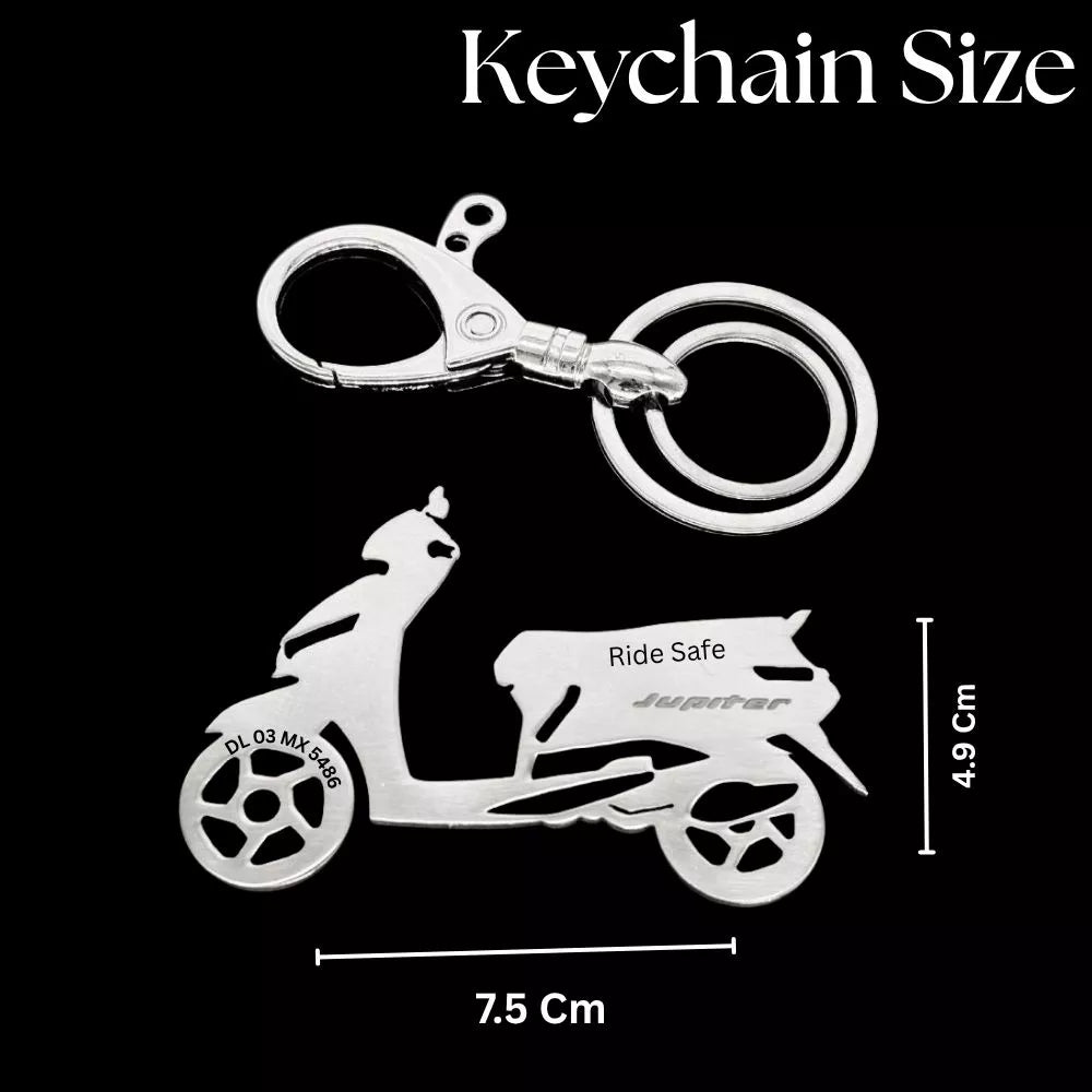stylish Jupiter 110 keychain personalized with name and number