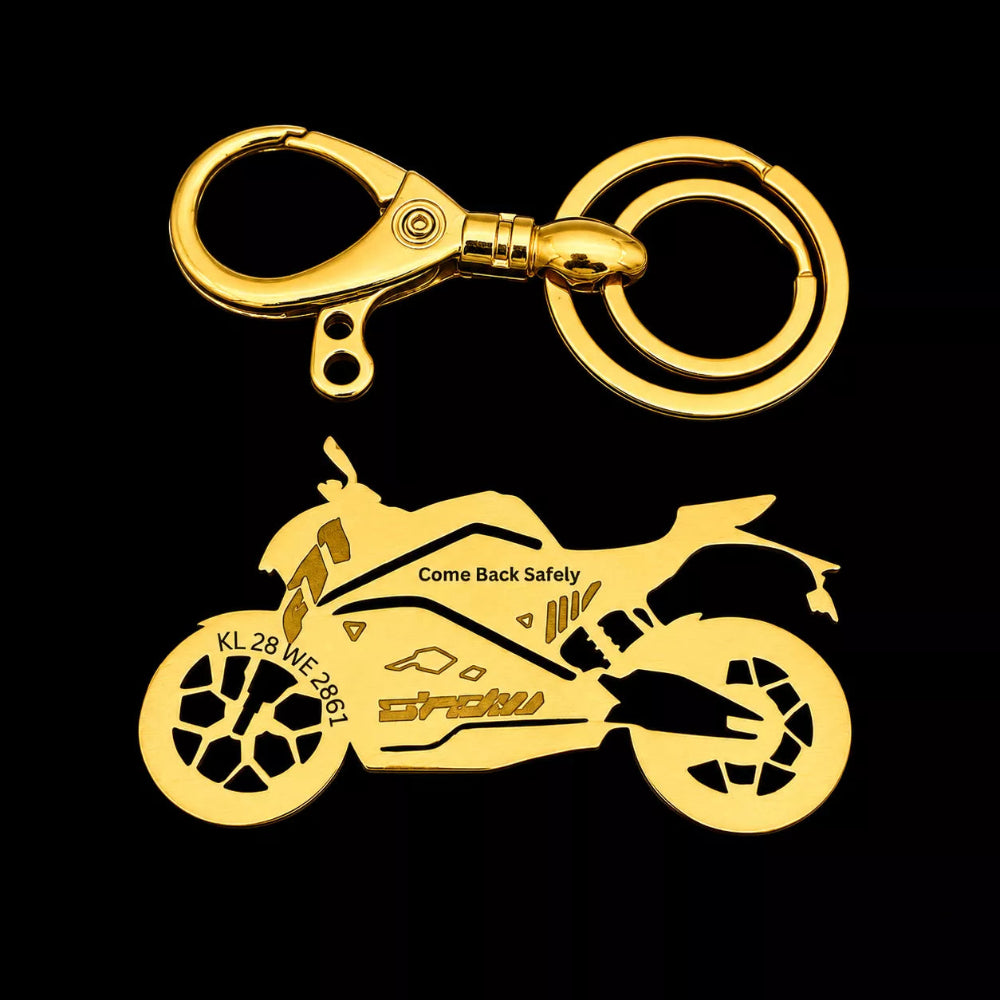 Personalized Ultraviolette F77 Mach 2 Sport metal keychain with custom name and number plate engraving