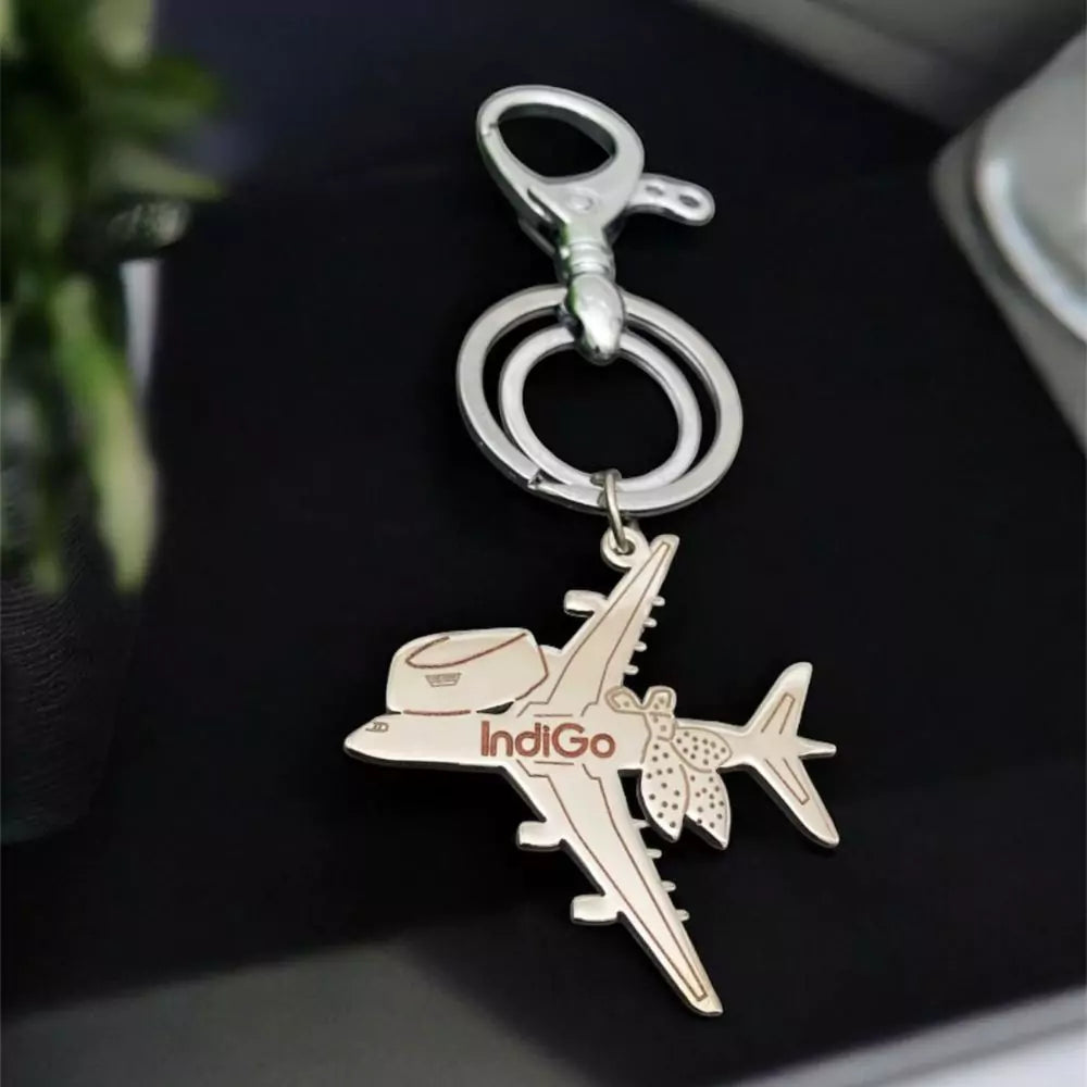 Personalized airplane keychain for air hostess with custom name engraving