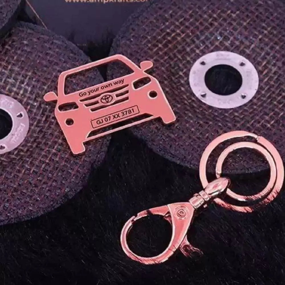 Rose gold Toyota Urban Cruiser keyring with name engraving