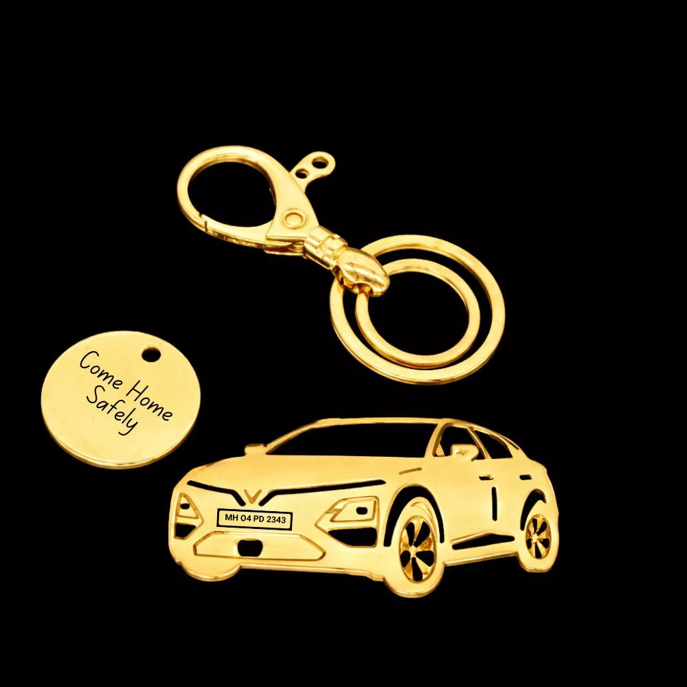 Custom stainless steel Vinfast F7 keychain in silver gold rose gold finish