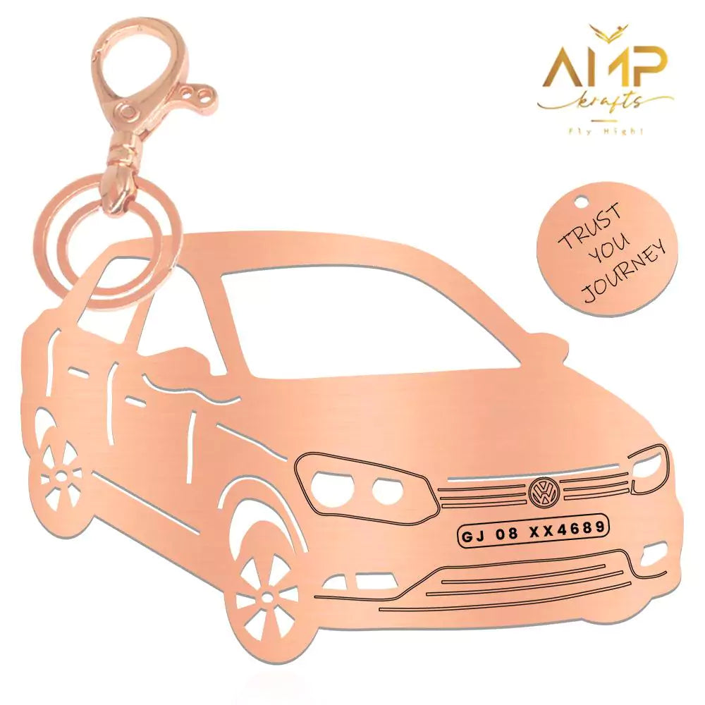 Minimal engraved keychain for Volkswagen Ameo owners
