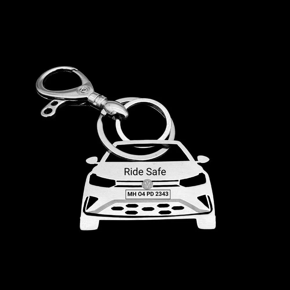 Personalized Volkswagen Jetta 2025 keychain available in Silver, Gold and Rose Gold premium finishes