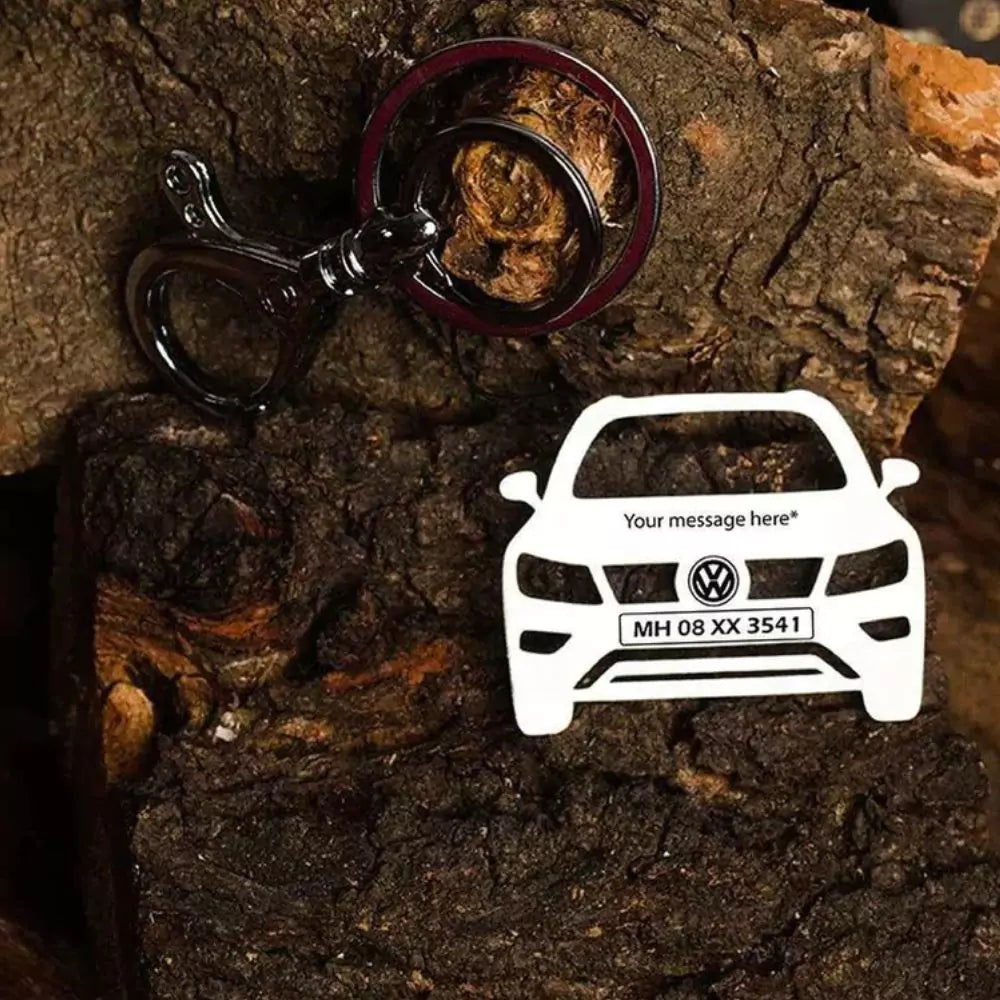 Volkswagen Tiguan name keychain with clean engraved finish