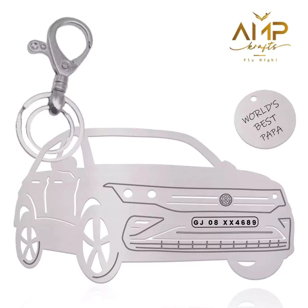 Custom name car keychain designed for Volkswagen Tiguan owners