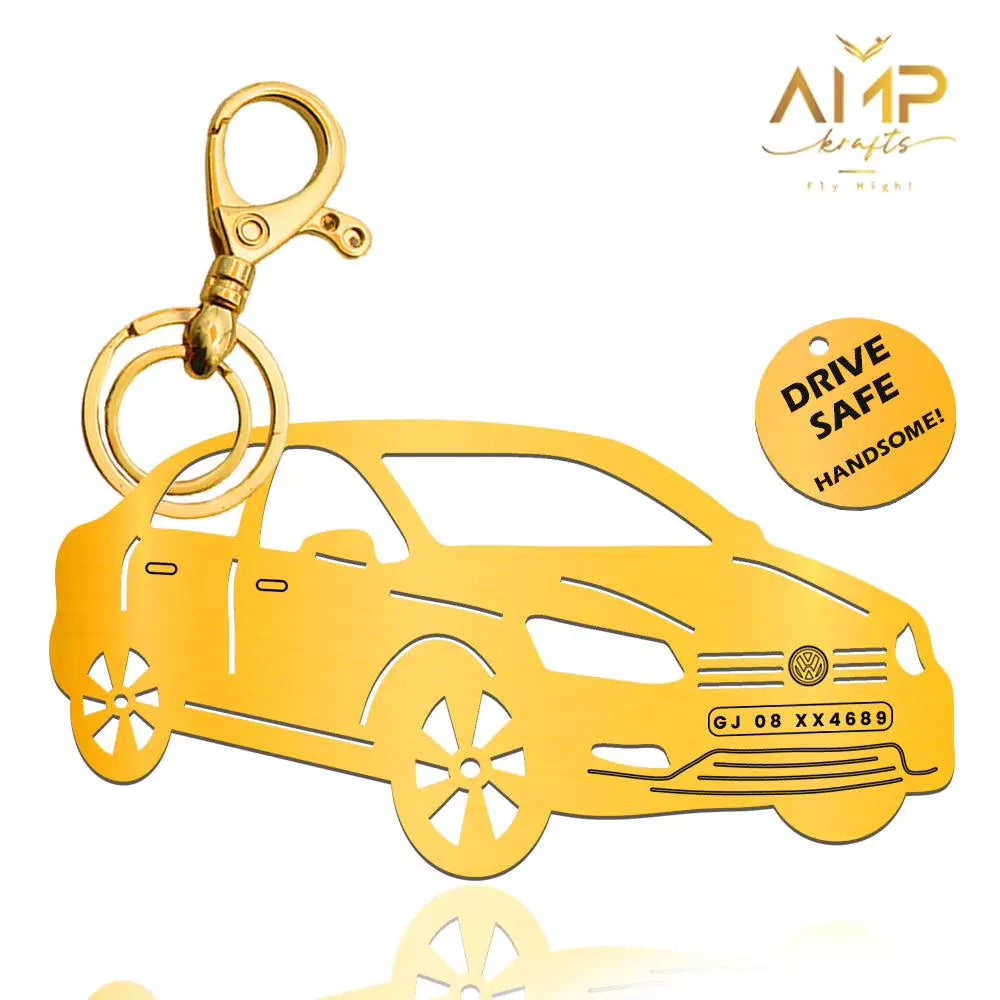 Custom VW Vento keychain for car lovers, engraved metal accessory
