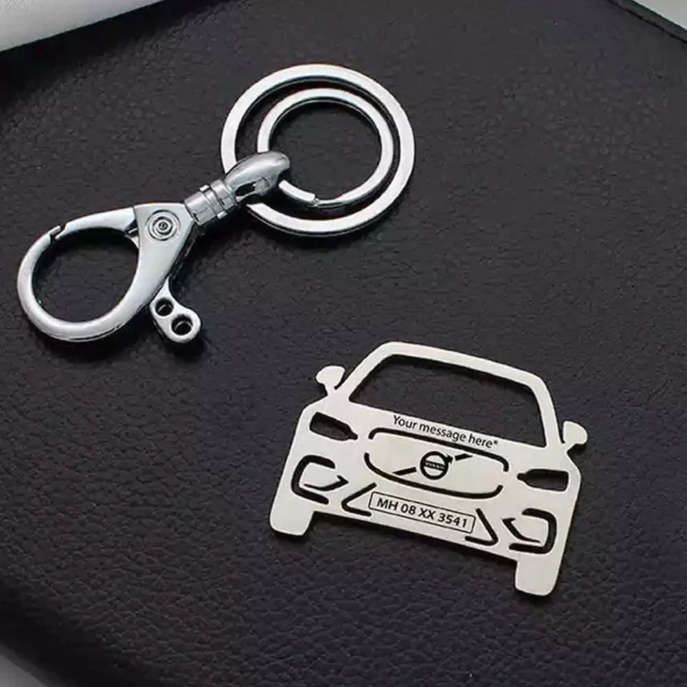 Personalized Volvo S16 keychain gift for husband silver SS304