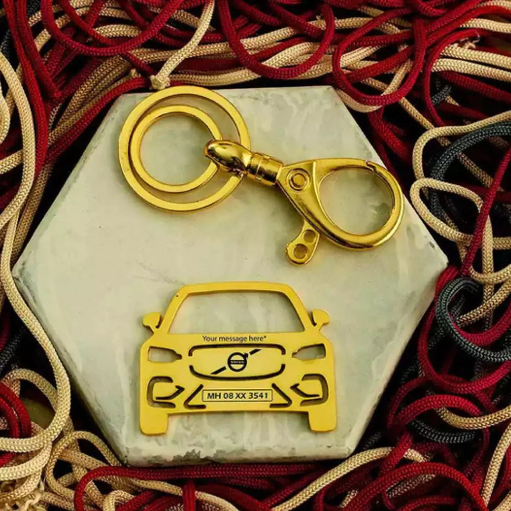 Premium gold brass Volvo S16 keychain best friend car gift