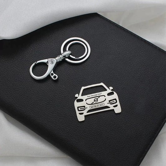 Personalized Volvo XC90 keychain gift for husband, silver stainless steel