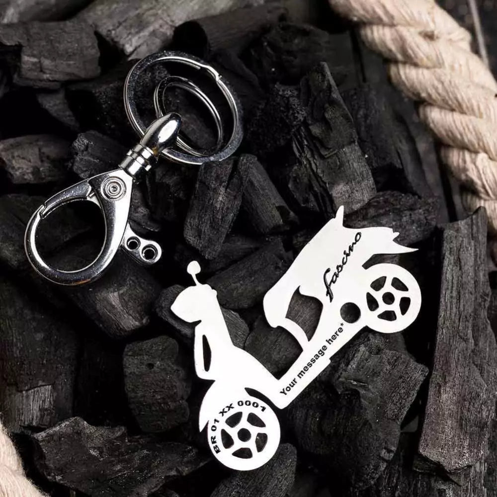 Personalized Yamaha Fascino keychain with custom name engraving