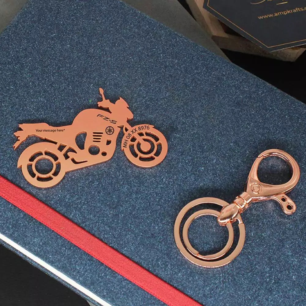 Premium metal keychain designed for Yamaha FZ-S riders