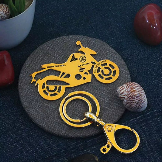 Personalized Yamaha MT-15 keychain with custom name engraving