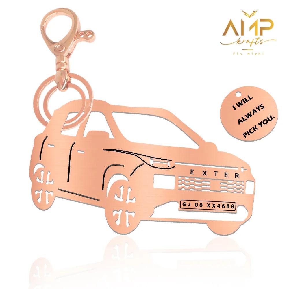 Personalized Hyundai Exter keychain gift for husband, custom engraved accessory
