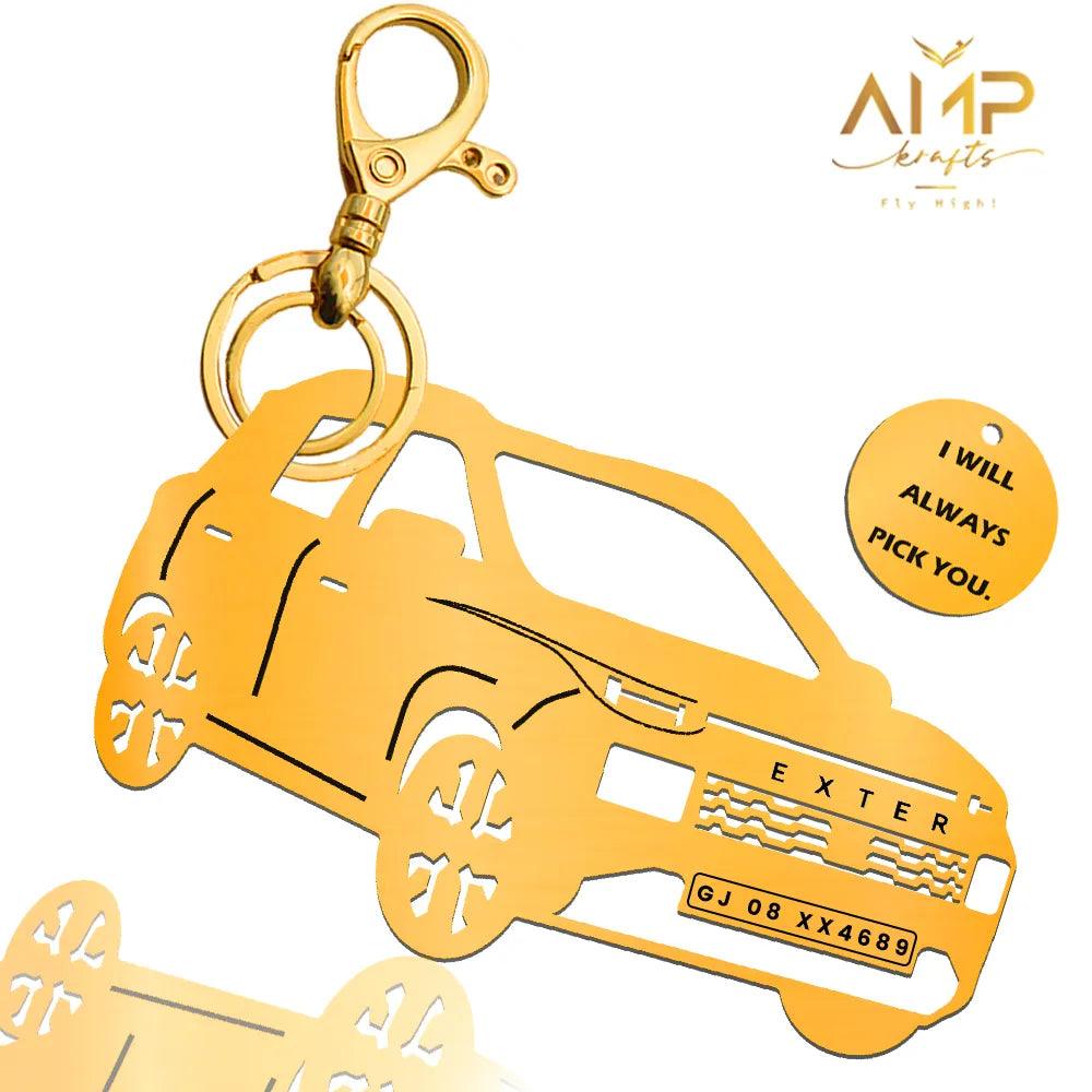 Anniversary gift for couples, Hyundai Exter personalized car keychain