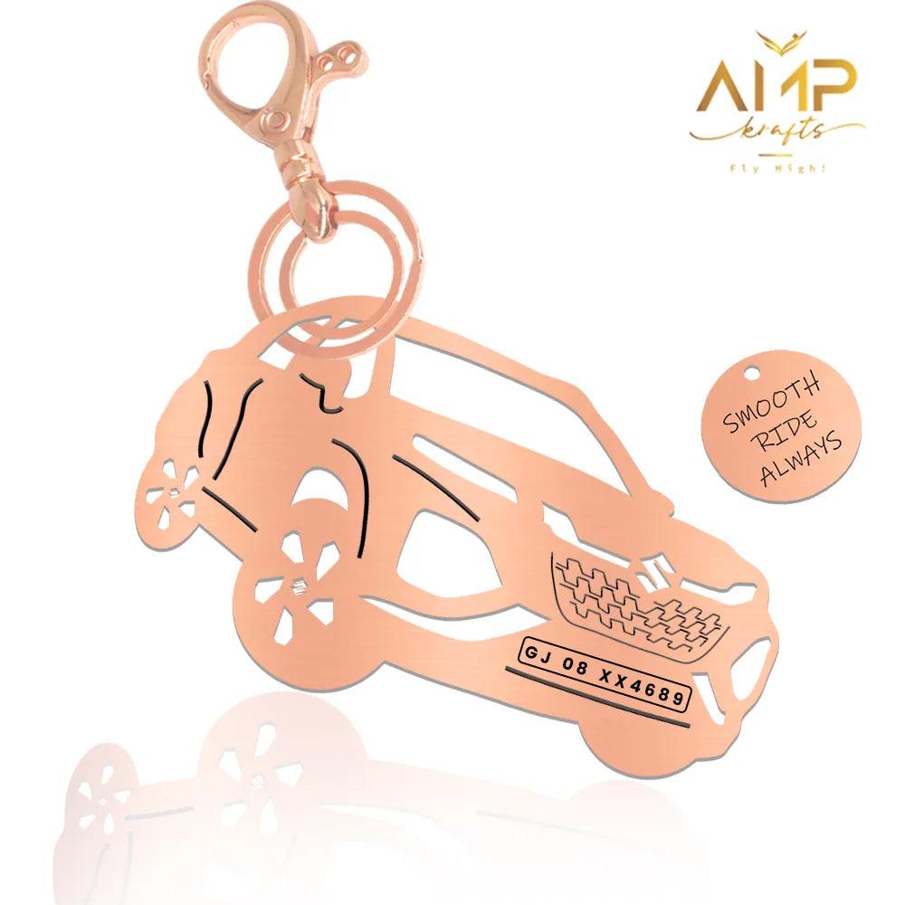 Maruti Fronx metal keychain, balanced feel with smooth edges