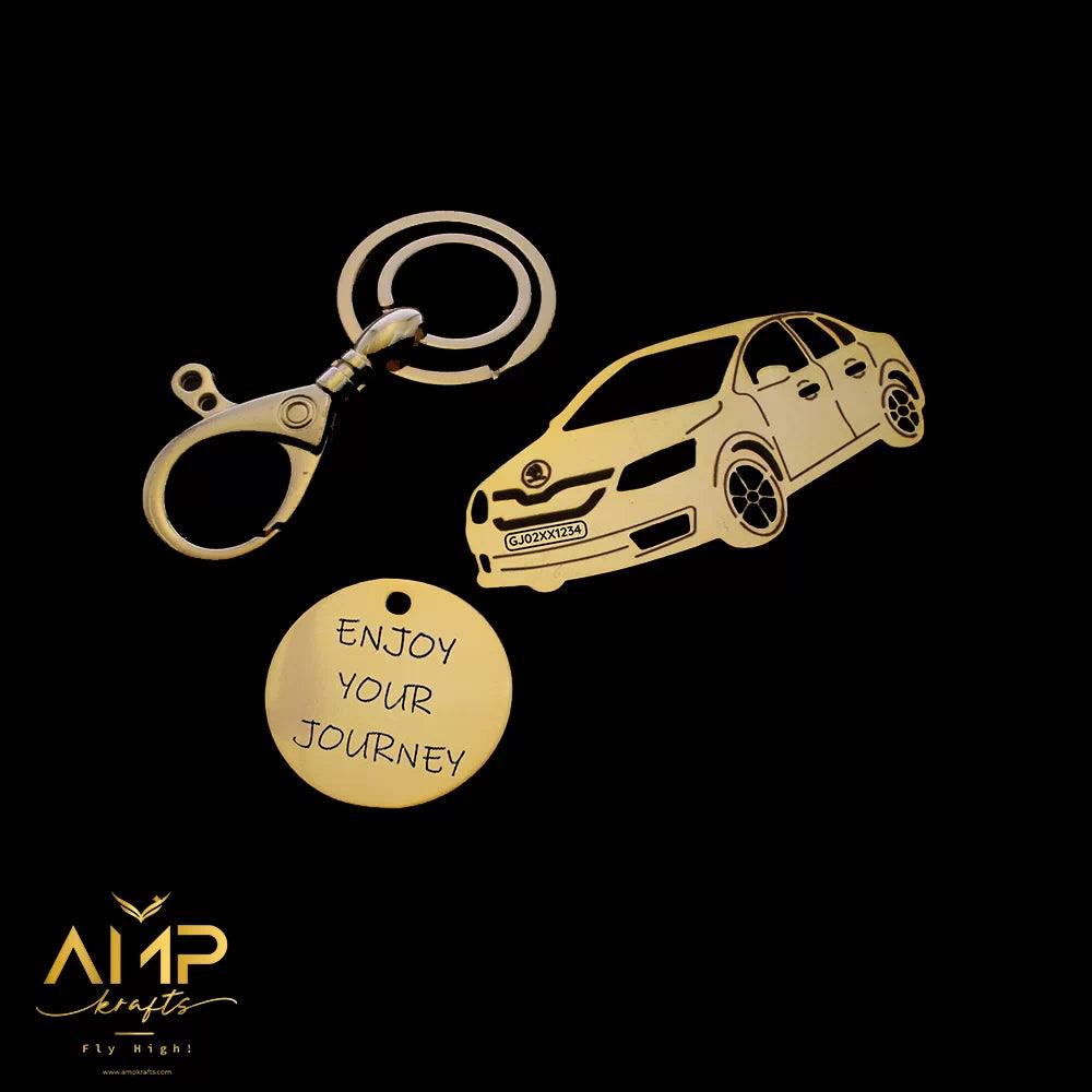 Custom engraved Skoda Rapid Monte Carlo keychain, lasting symbol of care