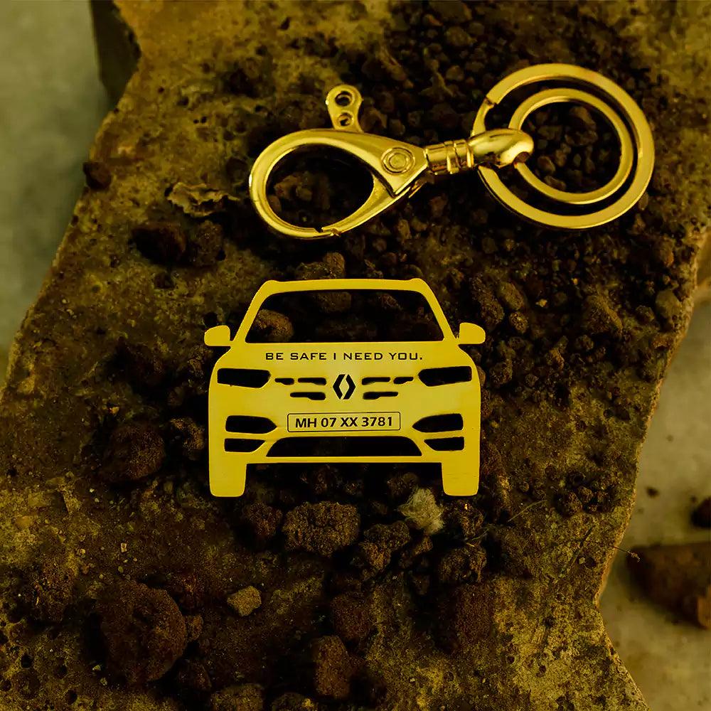 Custom SS304 silver Renault Kiger keychain birthday gift for dad