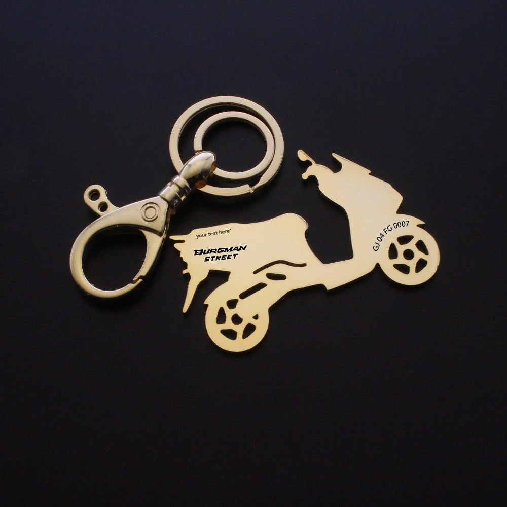 Personalized Suzuki Burgman Street keychain with custom name engraving