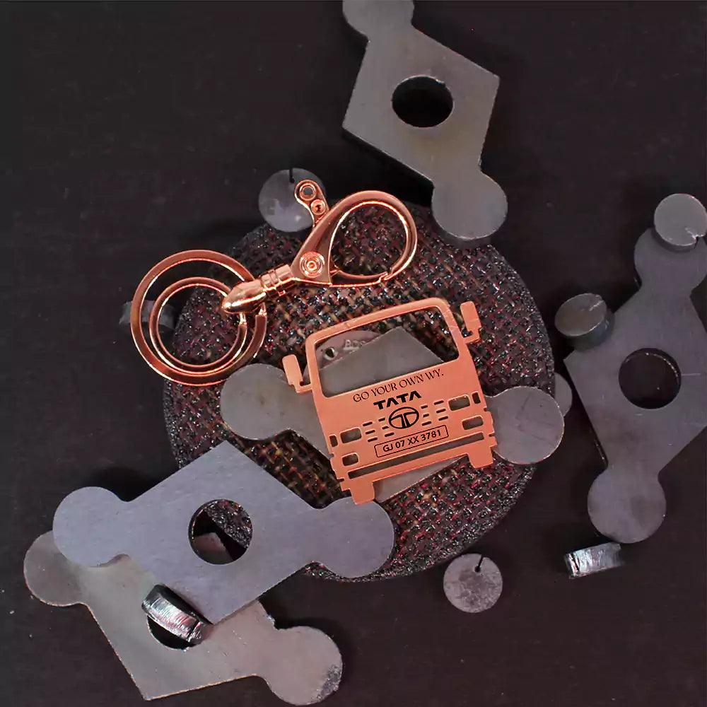 Birthday gift for Tata 1109 owner, customized metal keychain
