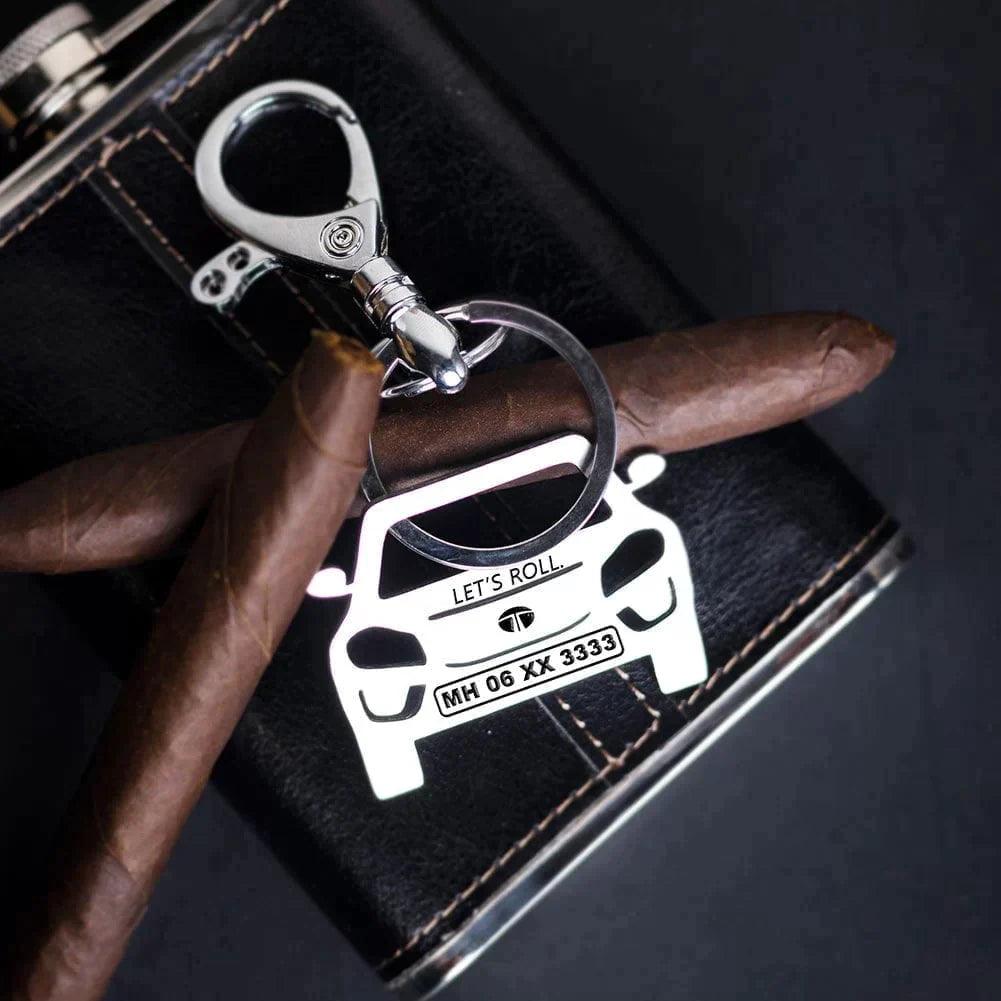 Personalized Tata Nexon keychain gift for husband, custom engraved car accessory