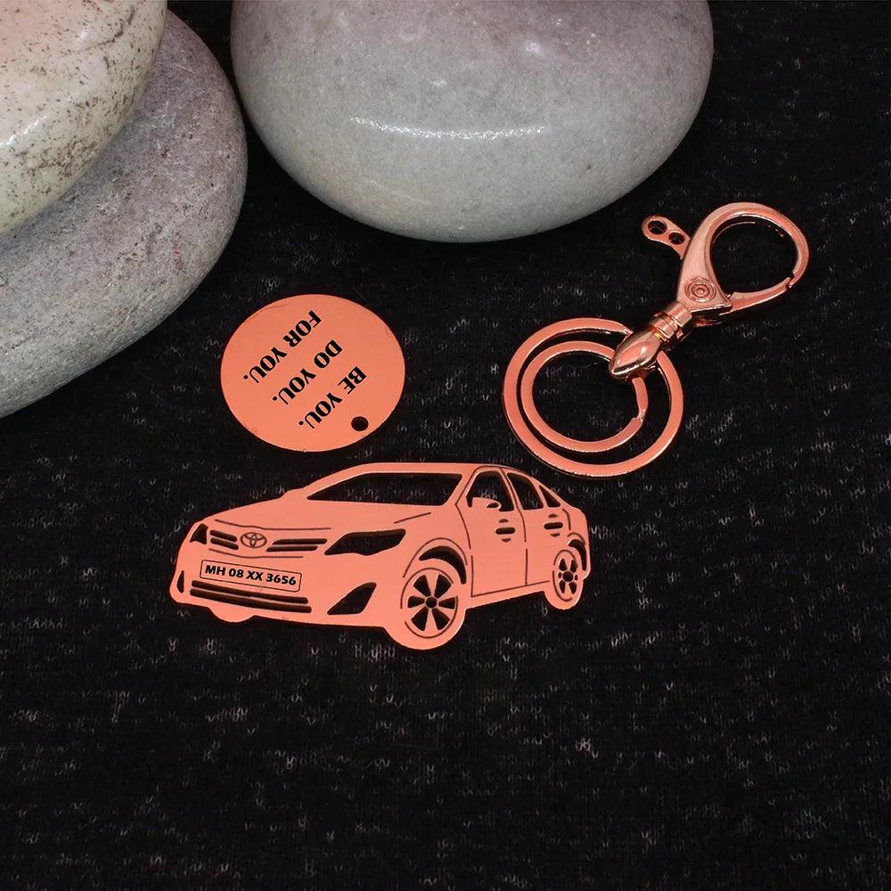 Rose gold Camry keychain luxury finish