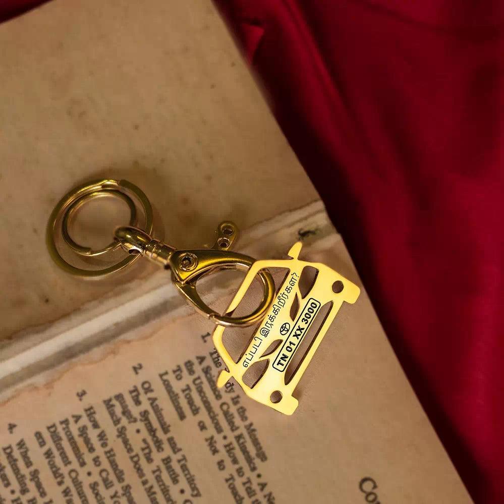 Gold finish Toyota keychain with custom engraving