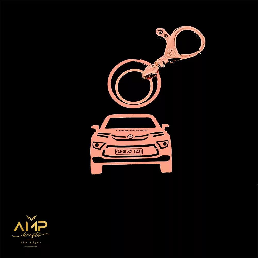 Toyota Hyryder personalized keychain silver finish