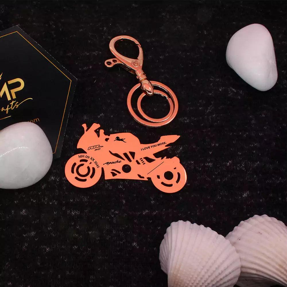 Name engraved bike key accessory for TVS Apache RR 310