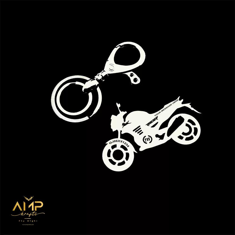 Name engraved scooter key accessory for TVS Raider