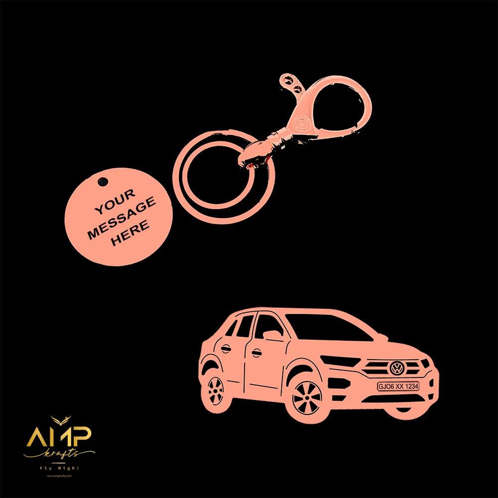 Volkswagen T-roc 2021 Keychain - Ampkrafts , Name & Number plate keychain , personalised gift