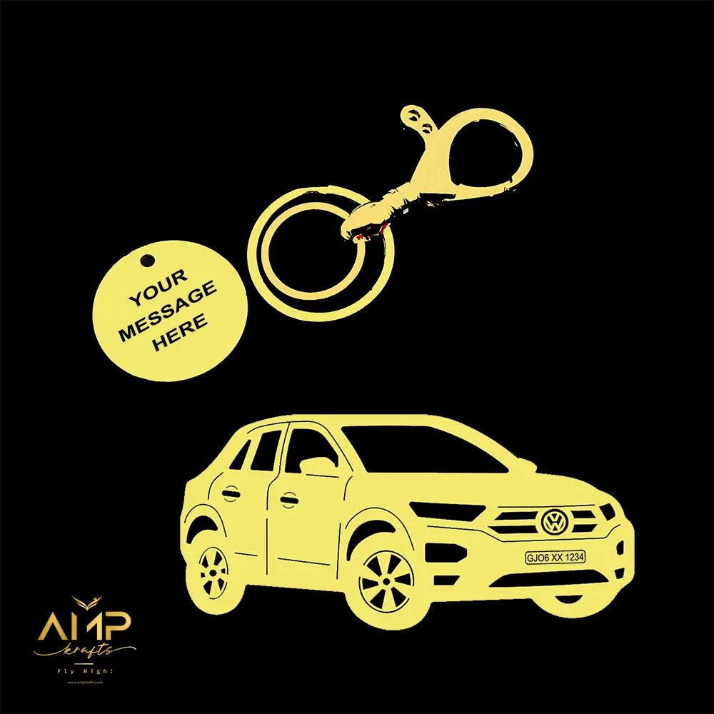 Personalized Volkswagen T-Roc 2021 keychain with custom name engraving