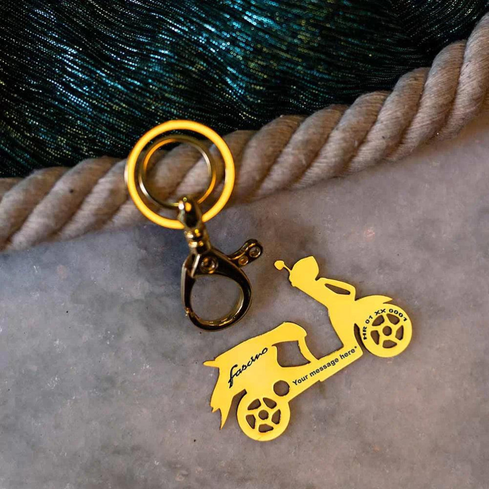 Personalized keychain for Yamaha Fascino scooter lovers