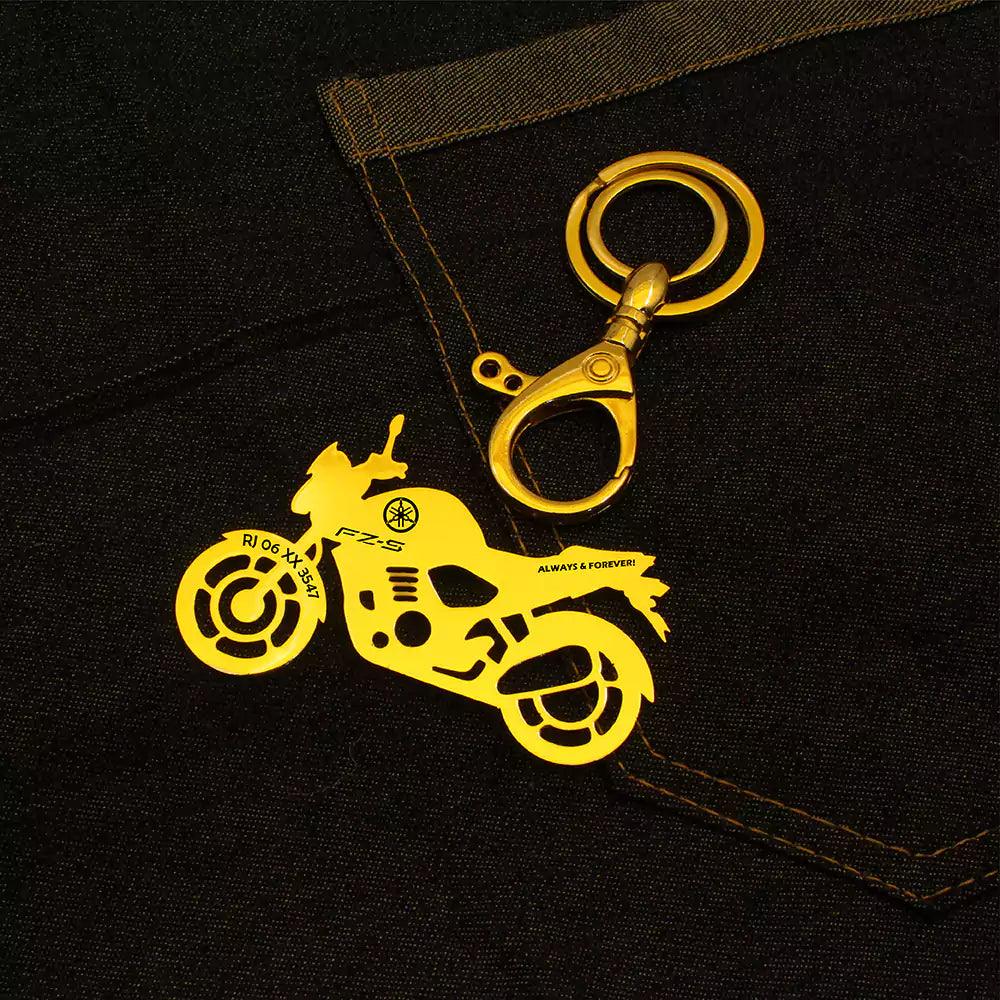 Premium metal keychain designed for Yamaha FZ-V3 riders